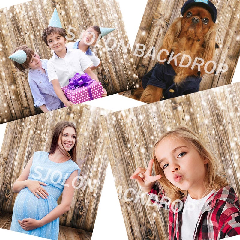 SJOLOON 10x15FT Rustic Wood Vinyl Photography Backdrop Nostalgia Wood Floor Photo Backdrop Baby Newborn Photo Studio Props JLT10359 Yellow - Image 4